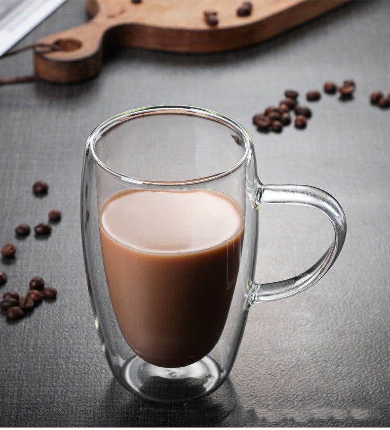 Caneca transparente de parede dupla 2-6 peças Copo de café e leite de vidro borossilicato alto resistente ao calor para casa e escritório