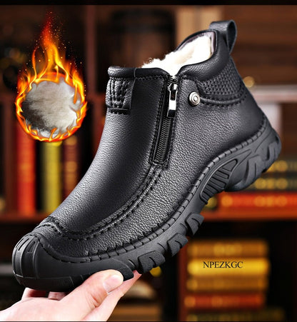 Men Winter Snow Boots Waterproof Leather Sneakers Super Warm Men's Boots Outdoor Male Hiking Boots Work Shoes chaussure homme