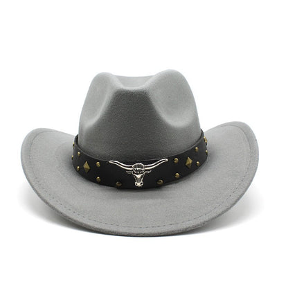 New Women's Men's Wool Western Cowboy Hat For Gentleman Lady Winter Autumn Jazz Cowgirl Cloche Sombrero Caps 2 Big Size