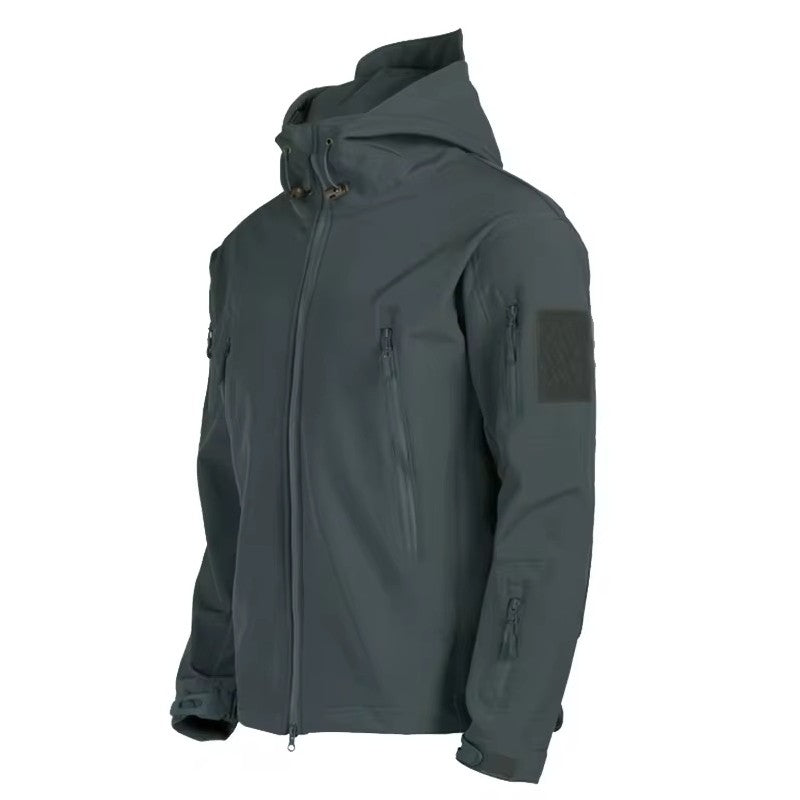 Jaquetas Militares Masculinas Soft Shell Shark Skin Táticas Corta-vento Impermeáveis Jaquetas Masculinas de Combate Casacos Bomber Masculinos com Capuz