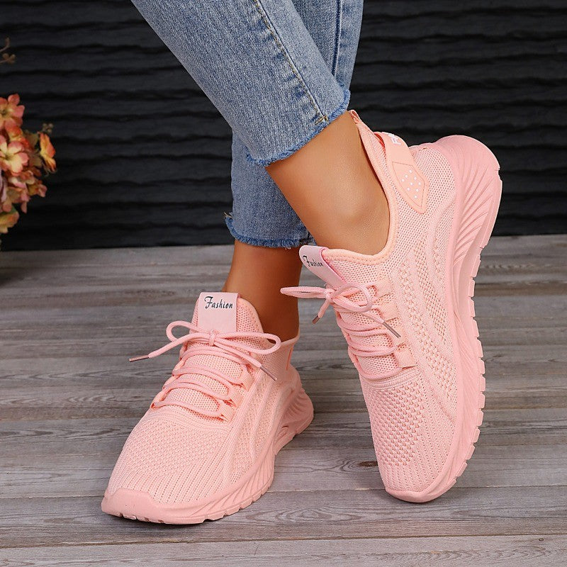 Designer Women Casual Sneakers Sports Shoes Fashion Brand Lace Up Loafers Female Knitted Mesh Breathable Shoes for Women