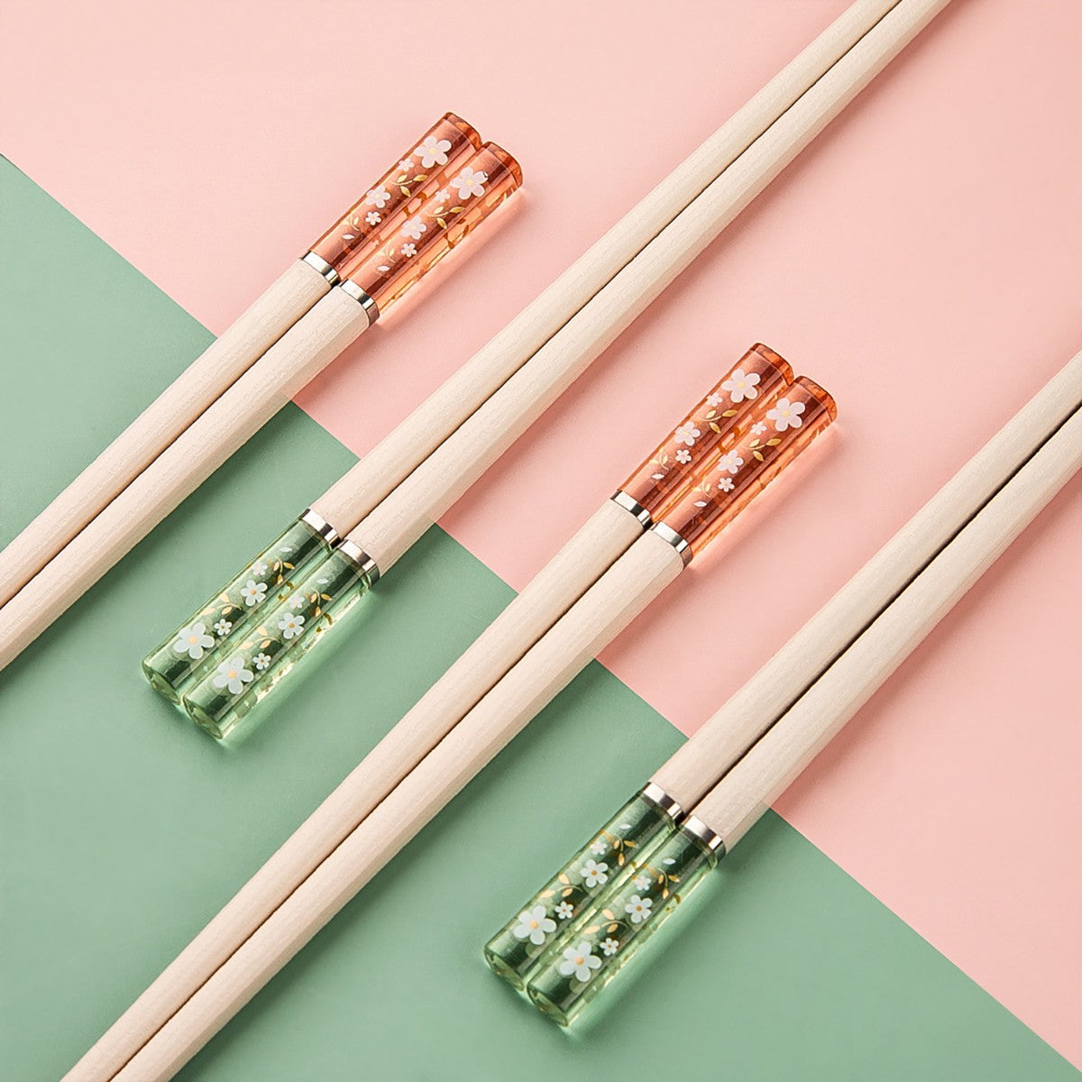 5 Pares de Hashis Sakura Âmbar Pétalas de Flor de Cerejeira Novo Padrão Antiderrapante Pauzinho de Sushi Hashis Ecológicos para Alimentos