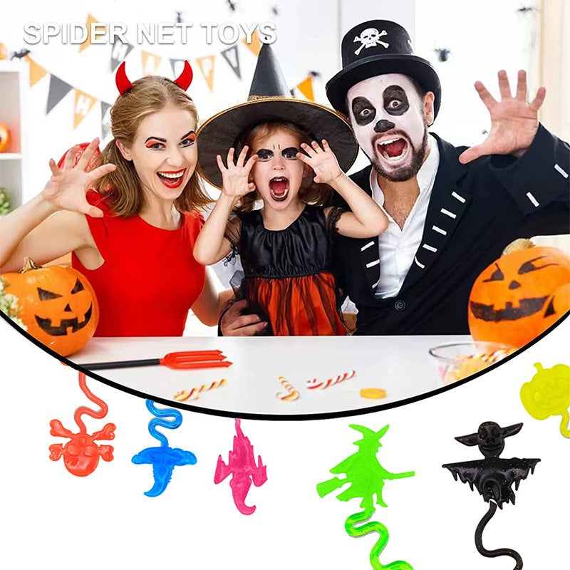 12/30PCS Halloween Stretchy Sticky Toy Kids Treat Or Trick Gift Pumpkin Ghost Witch Fun Toys Birthday Party Favors Goodie Filler