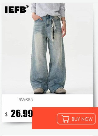IEFB Summer Men's Denim Pants Old Blue Washed Male Jeans Straight Casual Menwear Loose Wide Leg Trousers New Fashion 9C354