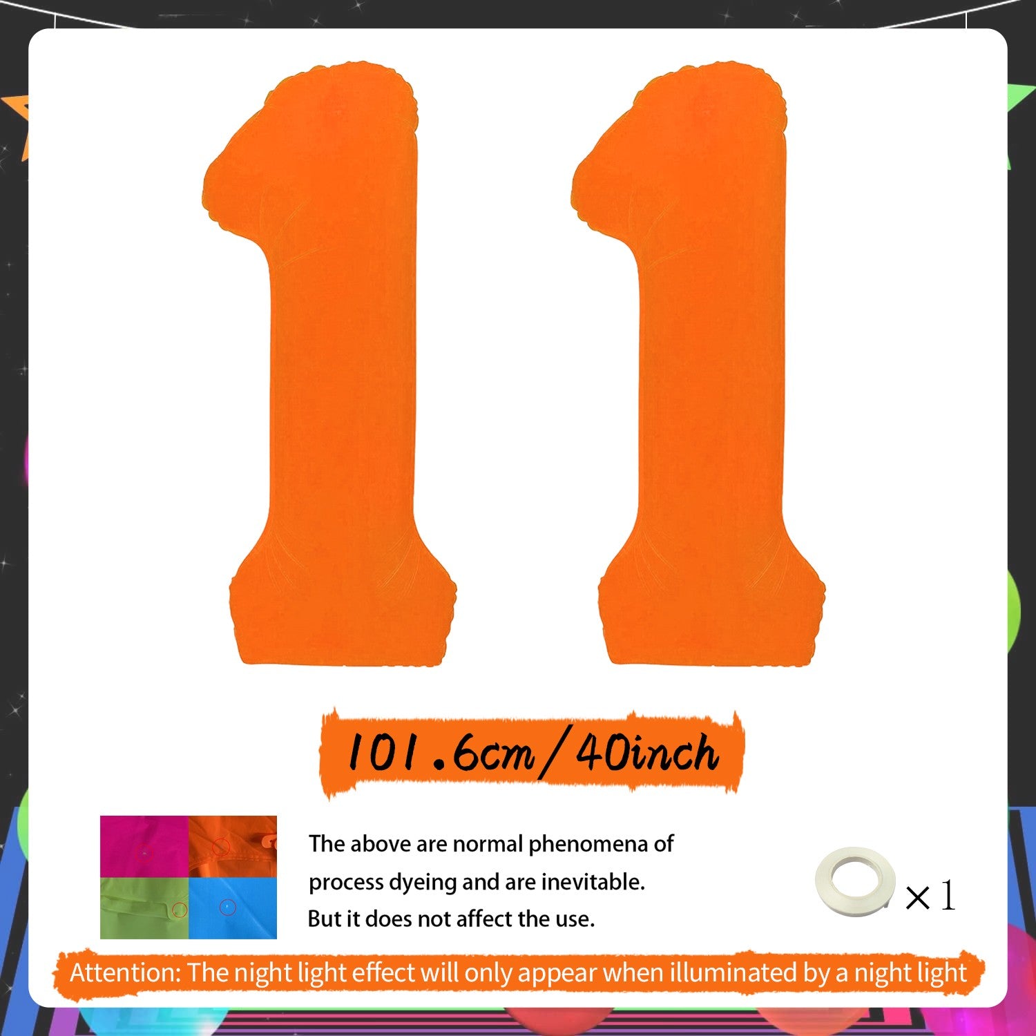 Orange Fluorescent Neon Digital Balloons Glowing Party Balloons Used for Birthday Parties, Anniversaries, Holiday Decorations