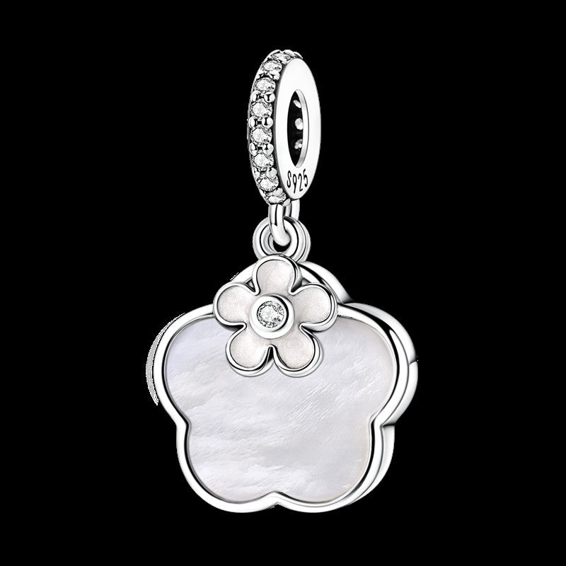 Pingente Charm Libélula Tema Primavera Prata Esterlina 925 Borboleta Flor Pendente Compatível com Bracelete Colar Joias DIY