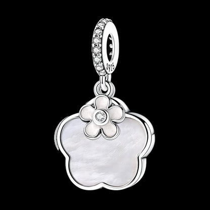 Pingente Charm Libélula Tema Primavera Prata Esterlina 925 Borboleta Flor Pendente Compatível com Bracelete Colar Joias DIY