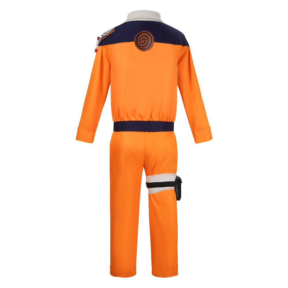 Uzumaki Cosplay Costume Orange Clothes with Headband & Kunai Pouch Pre-Shippuden Genin Ninja Outfit Blonde Wig Unisex Adult Hall