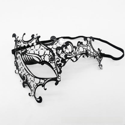 New Vintage Half Face Mask Lace Metal Elastic Bands Masquerade Party Mask Hollowed-out Diamond Inlaid Princess Mask