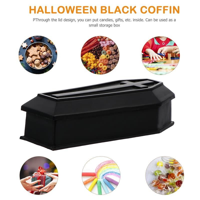 Coffin Halloween Box Prank Ornament Haunted House Mini Treat Favor Plastic Candy Jewelry Wooden Gifts Props Adornment