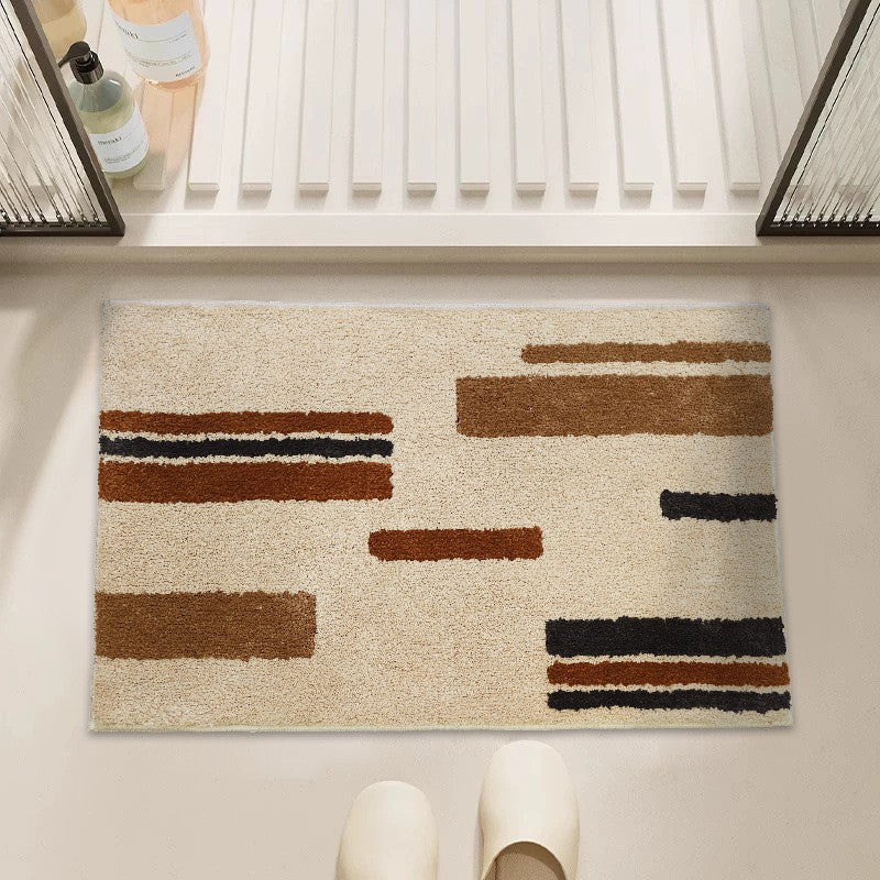 VIKAMA Bathroom Rug- Flannel Soft Toilet Door Mat - Bathroom Entrance Floor Mat - Bathroom Sink Area Carpet Home Decoration
