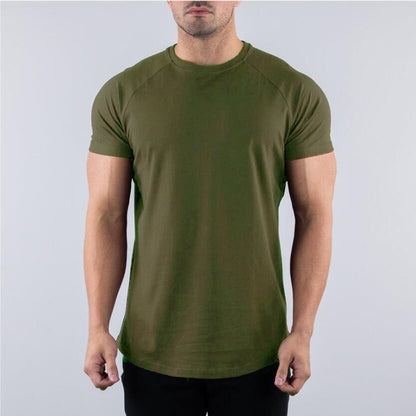Cotton Gym T-shirt Men Summer Fitness Clothing O-Neck Short Sleeve T shirt Slim Fit Tshirt Bodybuilding Workout Tees Tops