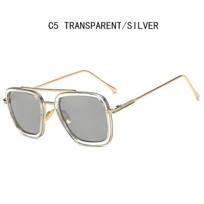 Fashion Steampunk Men Sunglasses Tony Stark Iron Man Sun Glasses Vintage Metal Eyewear Steam Punk Sunglass UV400 Male Gafas