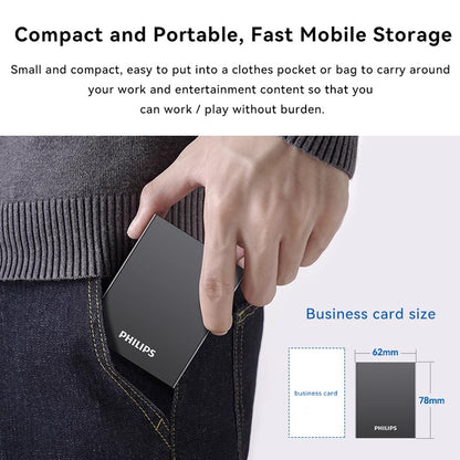 PHILIPS Portable SSD, 1TB External Solid State Drive, Speeds Up to 550MB/s, USB 3.2 Gen 2, Reliable Storage for Gaming, Students