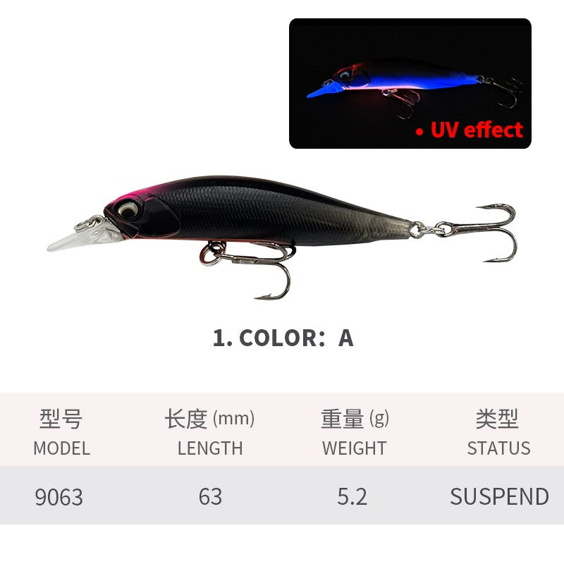 Isca de Pesca Suspend UV Minnow 5g 63mm Rozante 63SP Jerkbait Isca para Truta Baixo Água Salgada Twitch Jerk Retrieve Isca Artificial Rígida