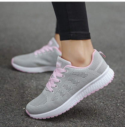 Women's Sneaker 2025 New Fashion Breathable Trainers Comfortable Sneakers Mesh Fabric Lace Up Women's Tennis Shoes For Women