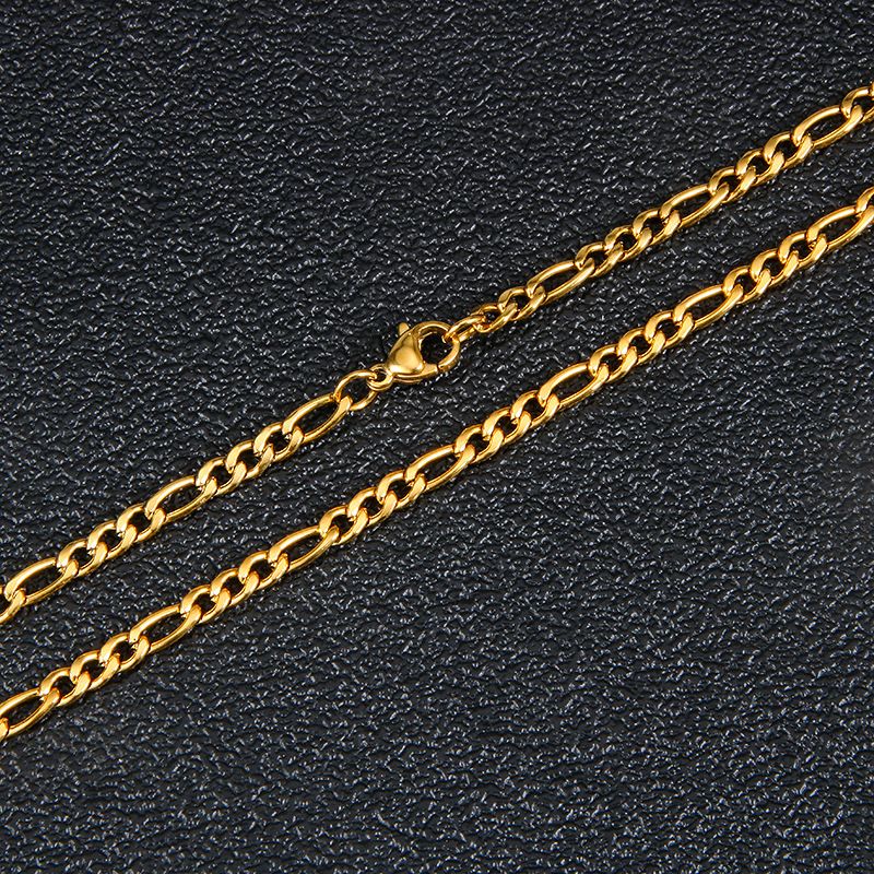 Colar Masculino Corrente Figaro Nova Moda Punk Cor Prata Aço Inoxidável Colar Longo Masculino Joias Hip Hop Presente