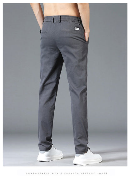 6 Colour Summer Men's Classic  Cotton Solid Color Fashion Business Casual Pants Elastic Waist Korean Fashion Men Clothing 28-38