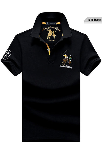 Summer Polo Shirt Men Cotton Casual Embroidery Polo T Shirt Solid Short Sleeve Lapel Button Shirt Business Fashion Designer Male