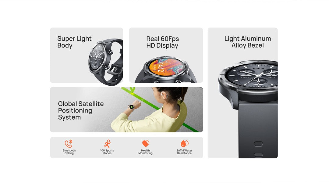 Mibro A3 Smartwatch Posicionamento GPS Chamada Bluetooth Design Super Leve Tela de 1.39'' Monitor de Saúde Relógio Esportivo Para Homens Mulheres