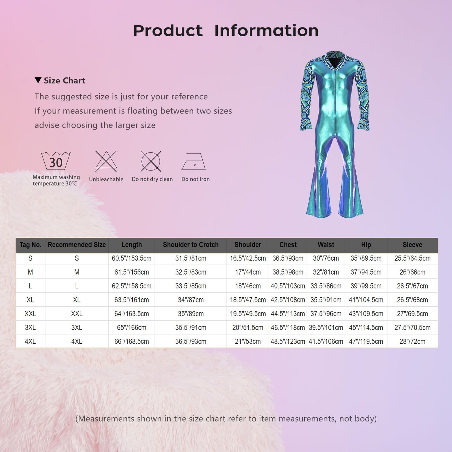 Men Bell Bottom Pants Jumpsuit Rompers Vintage 80s Disco Hippie Costume for Rock Jazz Dancewear Musical Theme Party Dress-up