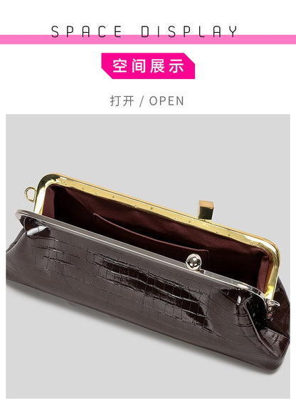 Fashion Long Clutch Bag for Women Luxury Designer Kiss Lock Women Shoulder Bags Elegant Party Purses Trend Underarm Bag 2025