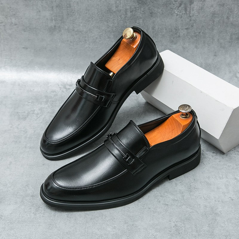 Men's Formal Leather Shoes Classic Style Slip On Loafers Round Toe Breathable Non-Slip Business Dress Wedding Office Casual Shos