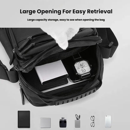 Fashionable Men's Crossbody Bag, Adjustable Shoulder Strap, Multiple Pockets, Business Bag, Commuting Bag, Daily Bag, Etc