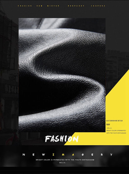 Men PU Leather Jacket Men Coats Windproof Motorcycle Autumn Stand Collar Travel Black Zipper Winter Business Zipper Overcoat