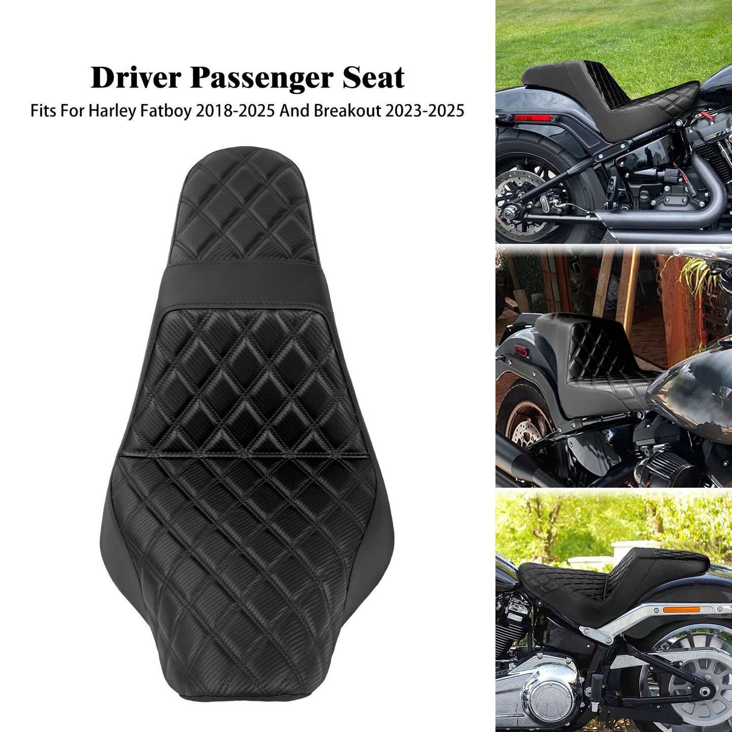 Banco do passageiro do motorista de duas pessoas da motocicleta Selim do piloto Banco dianteiro e traseiro para Harley Softail Fat Boy 2018-2025 Breakout FXBR 2023-25
