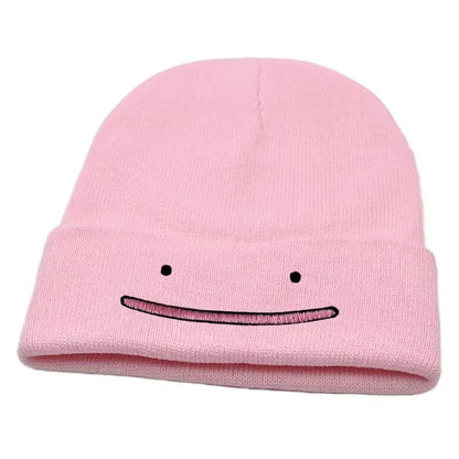 Pokemon Snorlax Ditto Psyduck Gorros Femininos de Inverno Quentes Chapéu Anime Cor Sólida Boné Engraçado Bordado para Homens Touca de Malha Unissex