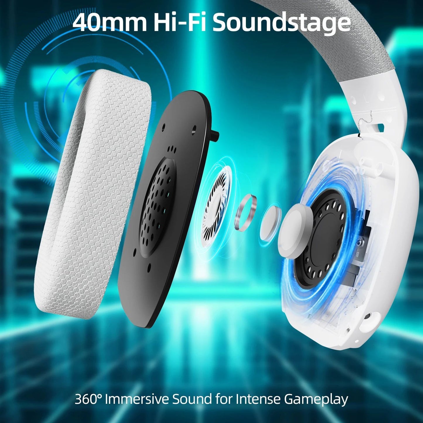 ATTACK SHARK L80PRO Low Latency Wireless Gaming Headset Tri-Mode Bluetooth Ultra-Light 40mm Drivers Headphone for PC PS5 Switch