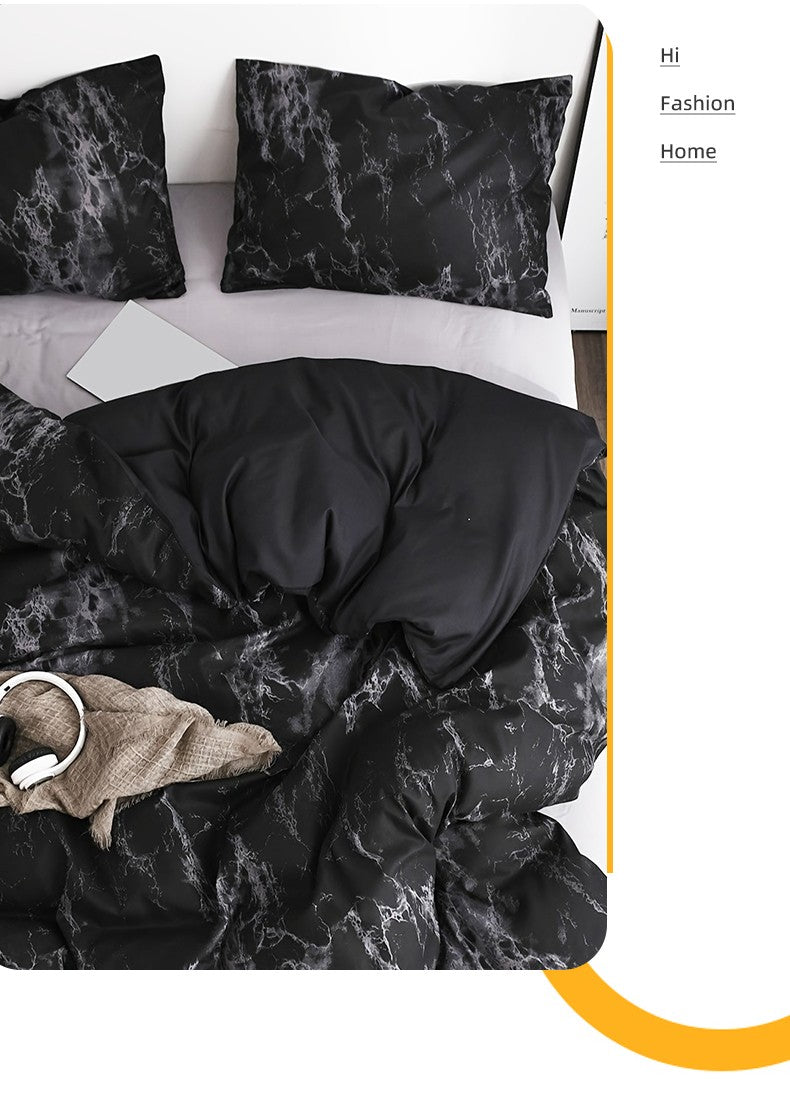 Conjunto de Capa de Edredom Estampada com Padrão de Mármore, 3 Peças, Conjunto de Cama Macio e Suave para a Pele, Inclui 1 Capa de Edredom e 2 Fronhas