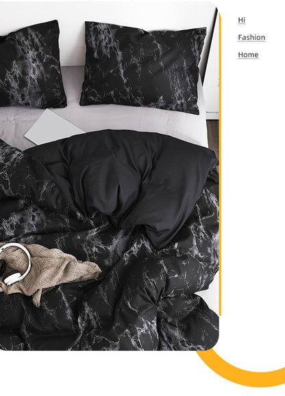Conjunto de Capa de Edredom Estampada com Padrão de Mármore, 3 Peças, Conjunto de Cama Macio e Suave para a Pele, Inclui 1 Capa de Edredom e 2 Fronhas