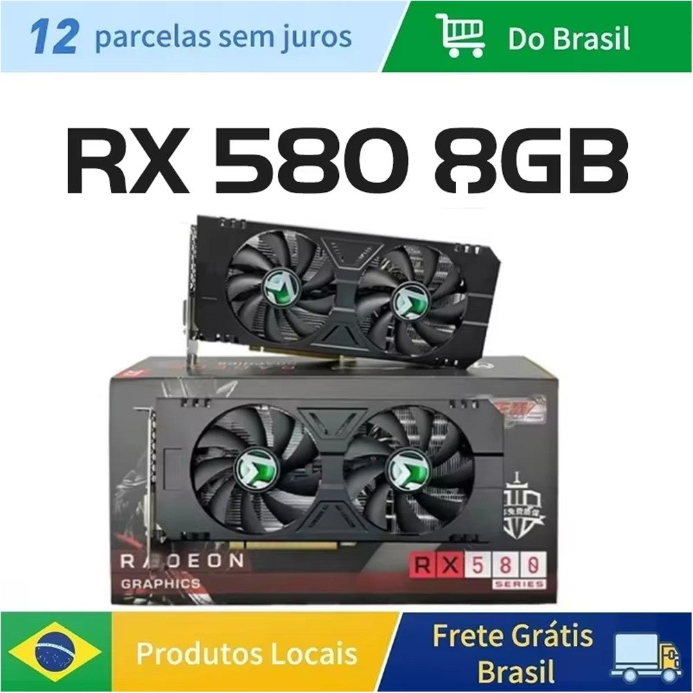 Placa de Vídeo MAXSUN AMD RX580 8GB GDDR5 256Bit 2048SP PCIExpress 3.0×16 Placas de Vídeo para Jogos Componentes de Computador de Mesa Totalmente Novo