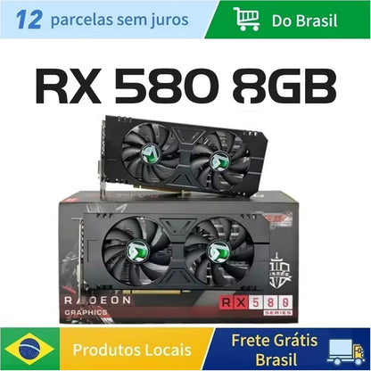 Placa de Vídeo MAXSUN AMD RX580 8GB GDDR5 256Bit 2048SP PCIExpress 3.0×16 Placas de Vídeo para Jogos Componentes de Computador de Mesa Totalmente Novo