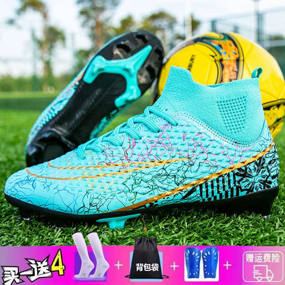 New Men Soccer Shoes Training Boys Outdoor Sport Football Boots Adult Long Spikes Non Slip Cleats Breathable Match Comfortable