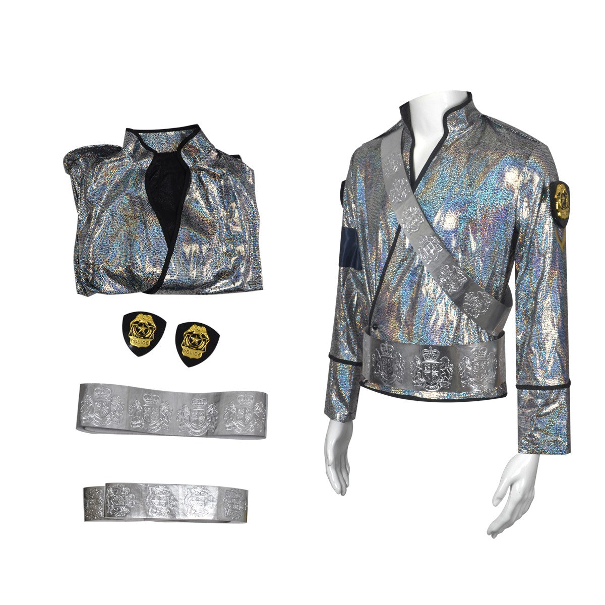 Michael Jackson BAD Bucharest Tour Cosplay Full Set Laser Jacket Belt Handmade Rare Impersonator Stage Costume Halloween