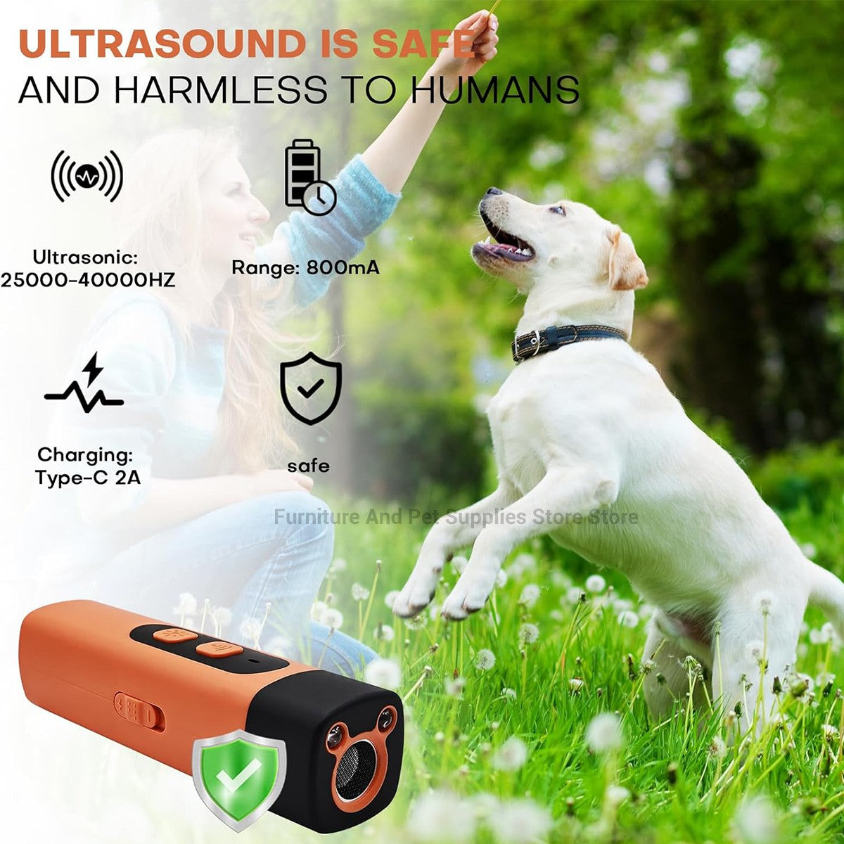 Novo Repelente Ultrassônico para Cães, Dispositivo de Treinamento Recarregável Anti-Latido com Lanterna LED
