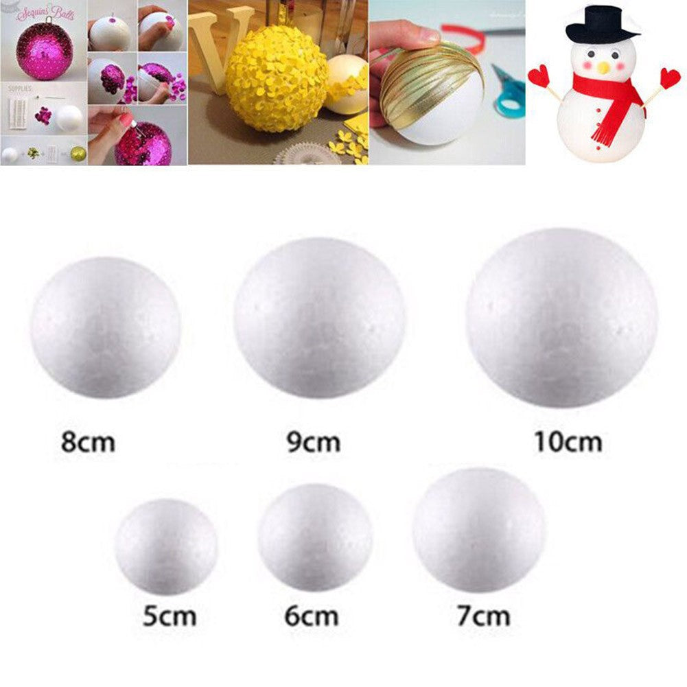 10pcs Solid Foam Ball Polystyrene Balls 50mm-100mm  Round DIY Accessory Handmade For Party Celebration Christmas Decoration
