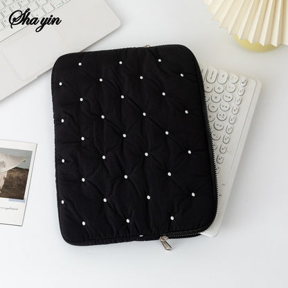 Laptop Sleeve Tablet Case 11 13 15 Inch, Embroidered Dot Pattern Padded Inner Bag for iPad MacBook, Notebook Protective Cover