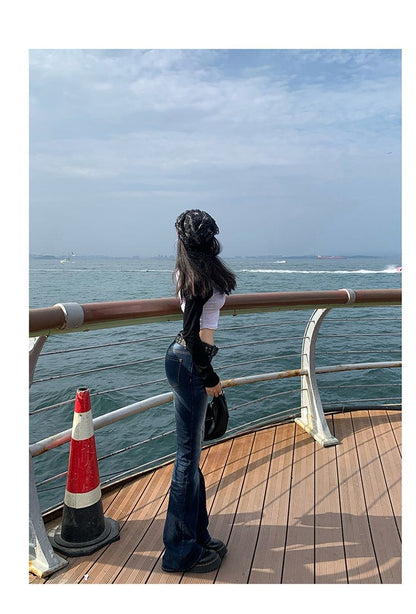 High Waist Jeans Womens Fashion Personality Slim Fit Retro Bell Bottoms Trousers Autumn Winter Jeans Women's Pants Women Pants