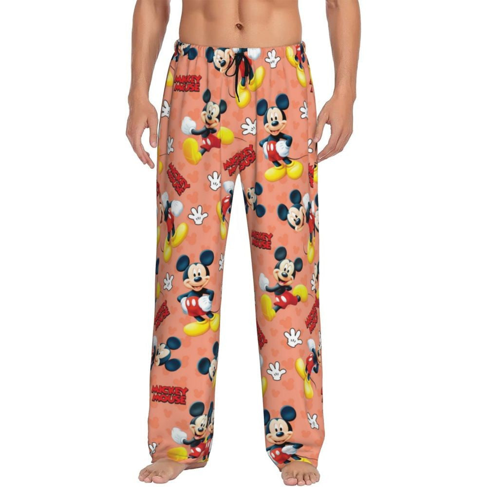 Custom Print Mickey Mouse Donald Duck Pajama Pants Men Sleep Sleepwear Bottoms with Pockets