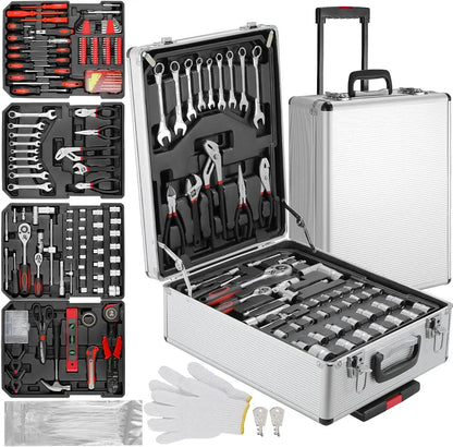 Conjunto de Ferramentas Mecânicas de 799 Peças Kit de Reparo Doméstico Chaves Soquetes com Maleta de Carrinho Ferramentas Manuais para Uso Diário Reparo Doméstico