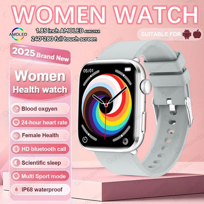 2025New NFC Smat Watch Women 1.85-inch Blood Pressure Heart Rate Bluetooth Call Female Health Smarwatches Ladies For Android IOS