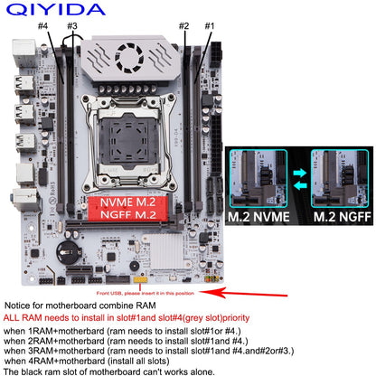 QIYIDA X99 Conjunto de Placa-Mãe Kit LGA 2011-3 Processador CPU Xeon E5 2670 V3 16G REG ECC DDR4 RAM Memória NVME M.2 SATA3.0 USB3.0