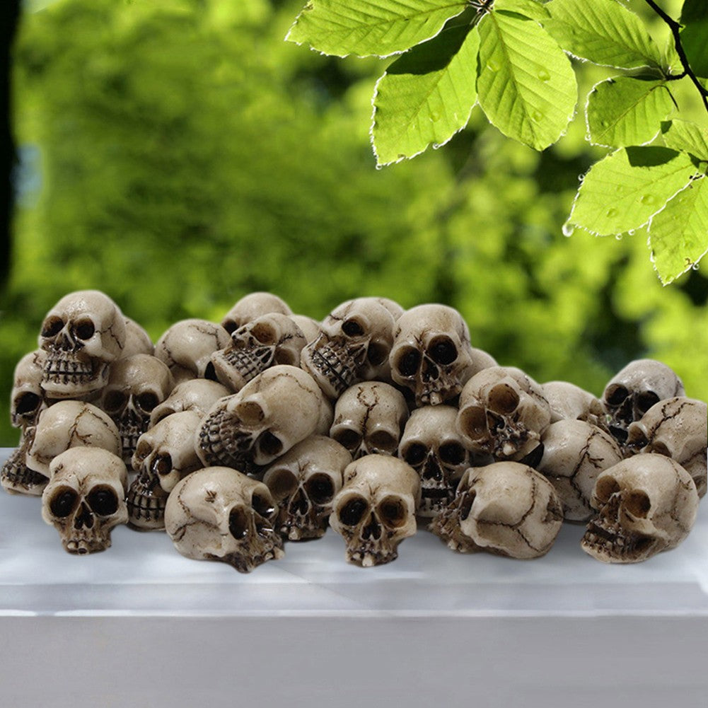 20-100 Peças Mini Figura de Crânio Halloween Caveiras Miniatura Cabeças Criativas Tema de Festival Jardim Paisagístico Decorações para Vasos de Plantas