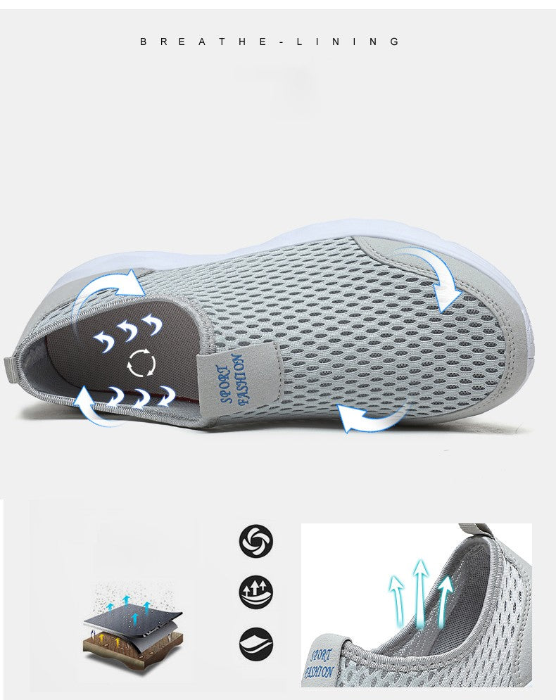 Tênis Masculino YRZL Respirável em Mesh, Casual, Antiderrapante para Uso Externo, Tamanho Grande, Loafer Leve para Caminhada, Calçado Masculino de Tênis
