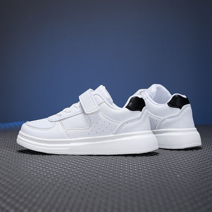 Children's White Shoes Leather Waterproof Low-cut White Sneakers for Middle and Large Children for Boys and Girls