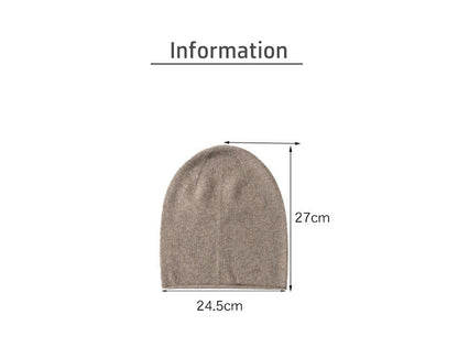 100% Cashmere Beanies Stocking Cap Women Men Seamless Knitted Woolen Hat Soild Colour Autumn Winter